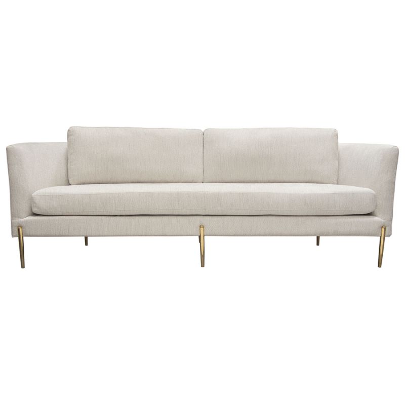 Diamond Sofa - Lane Sofa in Light Cream Fabric with Gold Metal Legs - LANESOCM