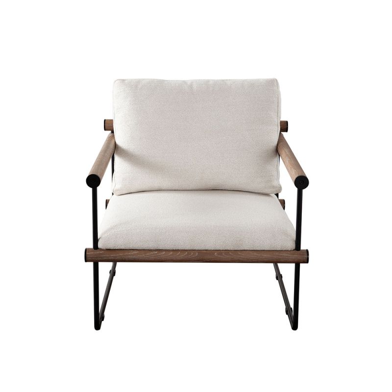 Diamond Sofa - Liam Accent Chair in Cream Fabric w/ Metal Frame & Wood Arm - LIAMCHCM