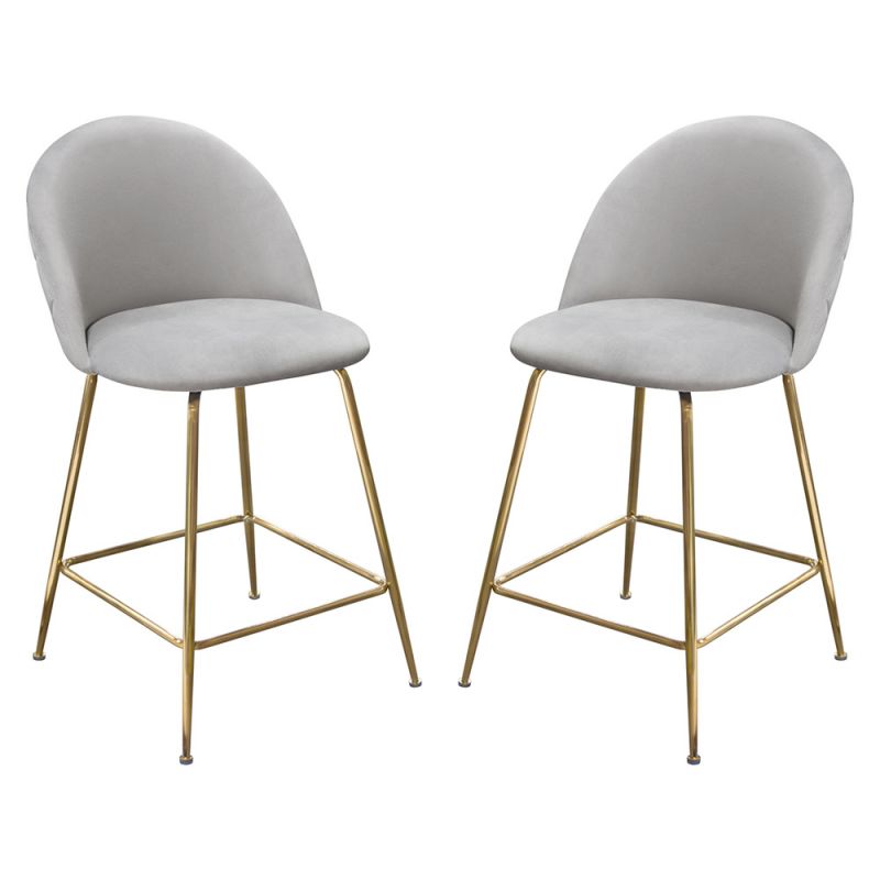 Diamond Sofa - Lilly Counter Height Chairs in Grey Velvet w/ Brushed Gold Metal Legs (Set of 2) - LILLYSTGR2PK