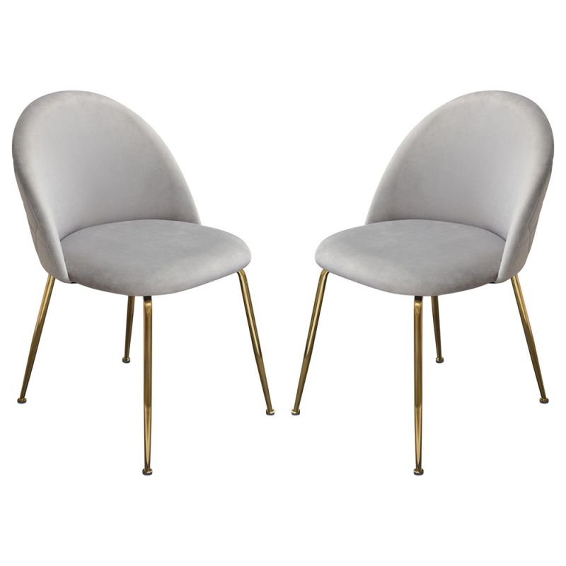 Diamond Sofa - Lilly Dining Chairs in Grey Velvet w/ Brushed Gold Metal Legs (Set of 2) - LILLYDCGR2PK