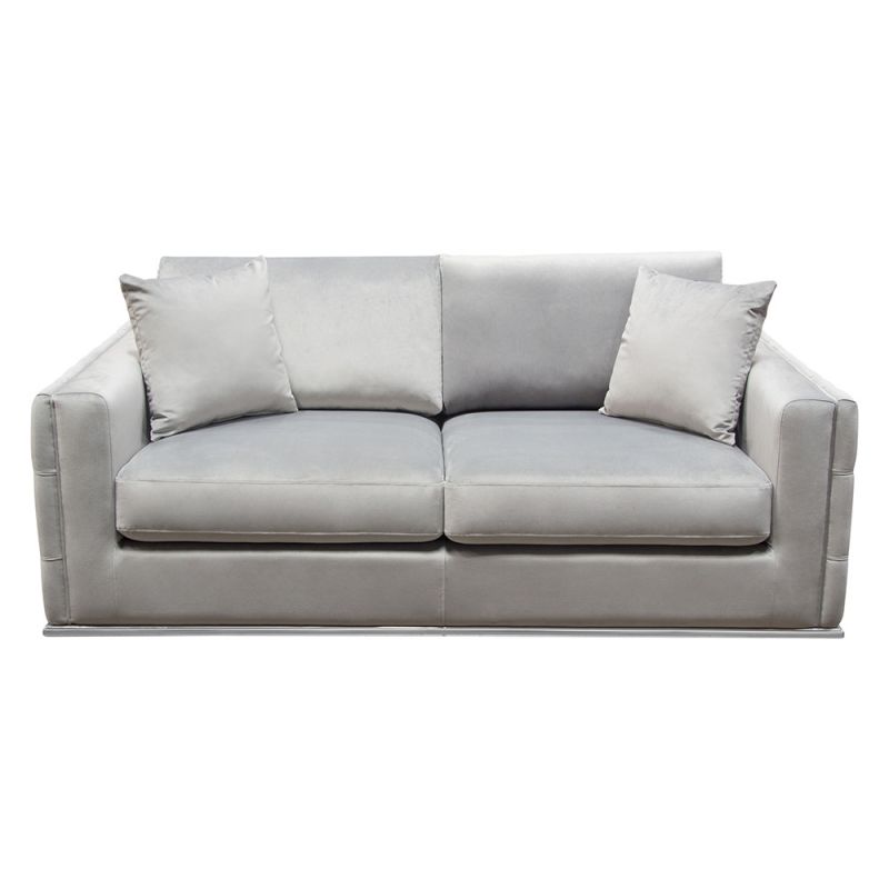 Diamond Sofa - Envy Loveseat in Platinum Grey Velvet with Tufted Outside Detail and Silver Metal Trim - ENVYLOGR_CLOSEOUT