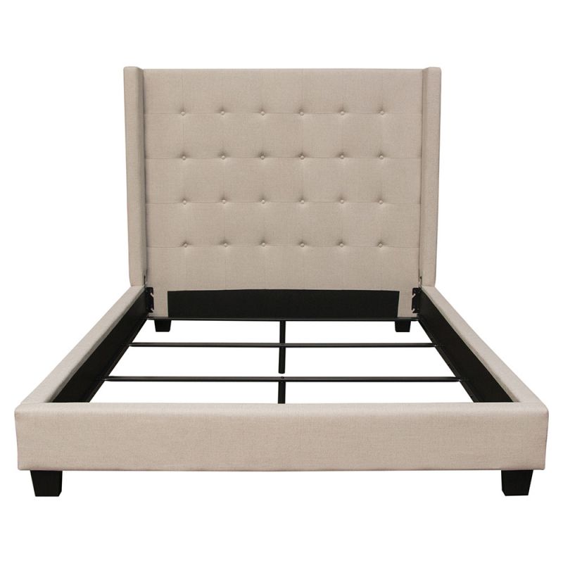 Diamond Sofa - Madison Ave Tufted Wing Queen Bed in Sand Button Tufted Fabric - MADISONAVEQUBEDSD_CLOSEOUT