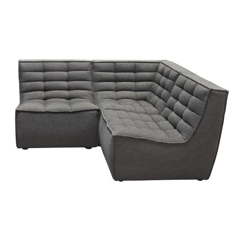 Diamond Sofa - Marshall 3PC Corner Modular Sectional w/ Scooped Seat in Grey Fabric - MARSHALL3PCGR