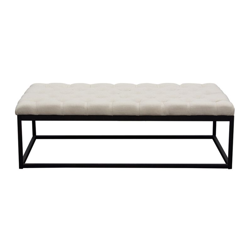 Diamond Sofa - Mateo Black Powder Coat Metal Large Linen Tufted Bench - Desert Sand Linen - MATEOBELSD