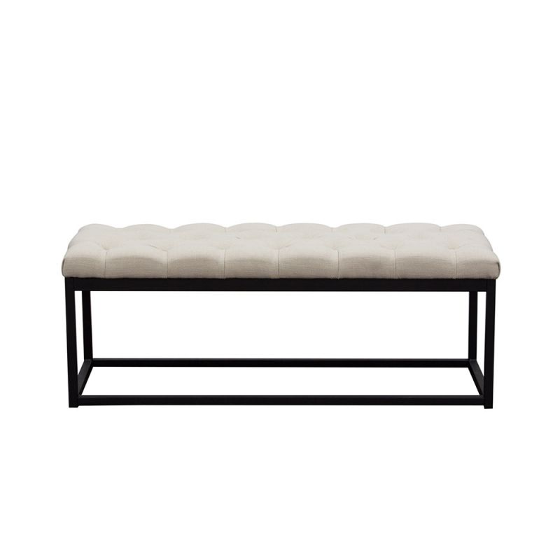 Diamond Sofa - Mateo Black Powder Coat Metal Small Linen Tufted Bench - Desert Sand Linen - MATEOBESSD