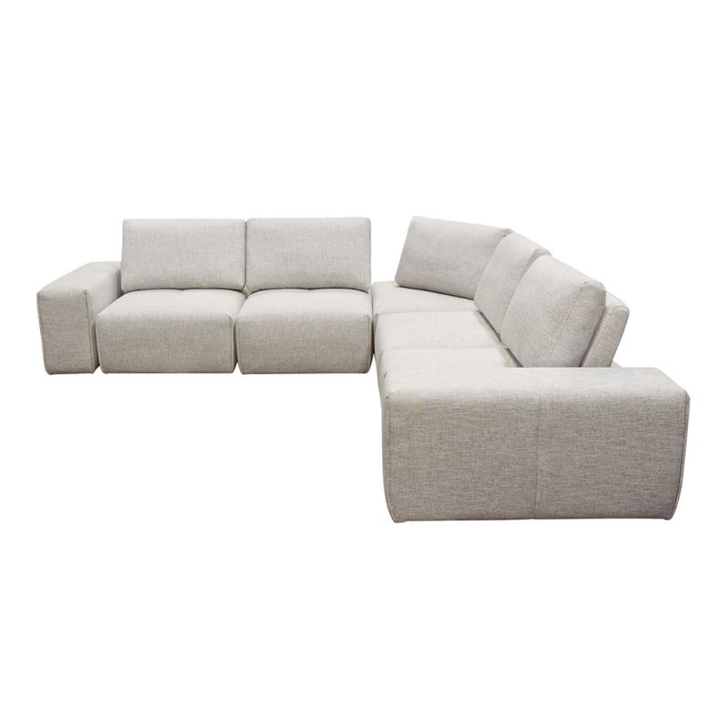 Diamond Sofa - Jazz Modular 5-Seater Corner Sectional with Adjustable Backrests in Light Brown Fabric - JAZZ4AC1SC2ARLB