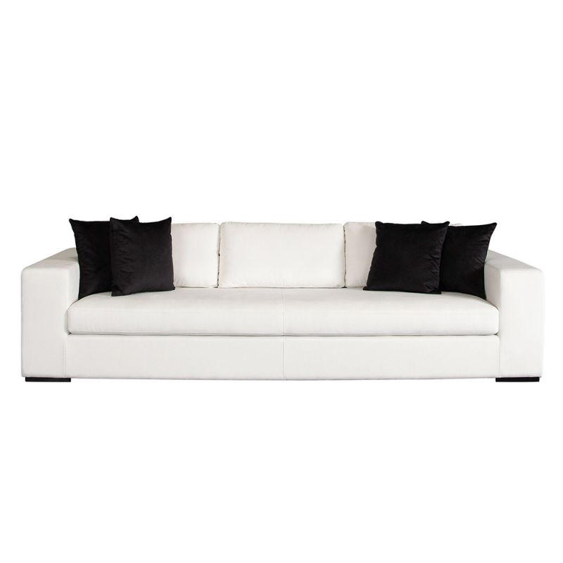 Diamond Sofa - Muse Sofa in Mist White Performance Fabric w/ (4) Black Accent Pillows - MUSESOWH