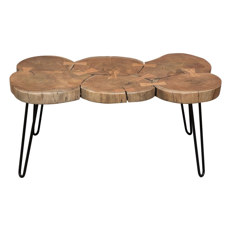 Diamond Sofa - Joss Natural Acacia One of a Kind Live Edge Rectangle Cocktail Table w/ Black Hairpin Legs - JOSSRCTNA