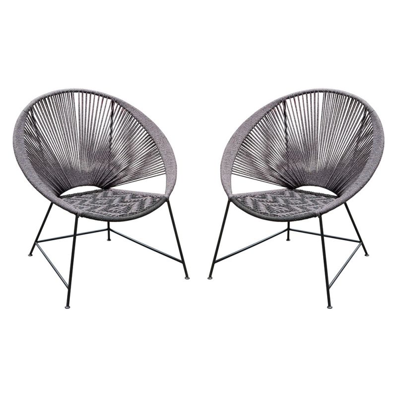 Diamond Sofa - Pablo 2-Pack Accent Chairs in Black/Grey Rope w/ Black Metal Frame - PABLOCHGRBL2PK_CLOSEOUT