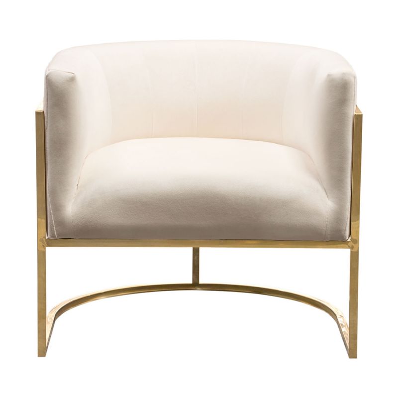 Diamond Sofa - Pandora Accent Chair in Cream Velvet with Polished Gold Stainless Steel Frame - PANDORACHCM