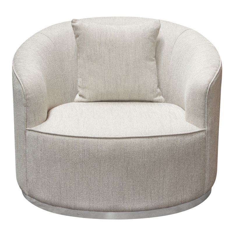 Diamond Sofa - Raven Chair in Light Cream Fabric w/ Brushed Silver Accent Trim - RAVENCHCM