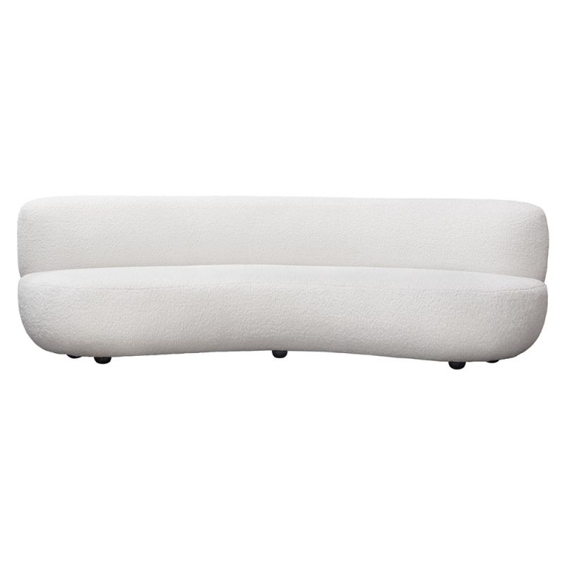 Diamond Sofa - Simone Curved Sofa in White Faux Sheepskin Fabric - SIMONESOWH