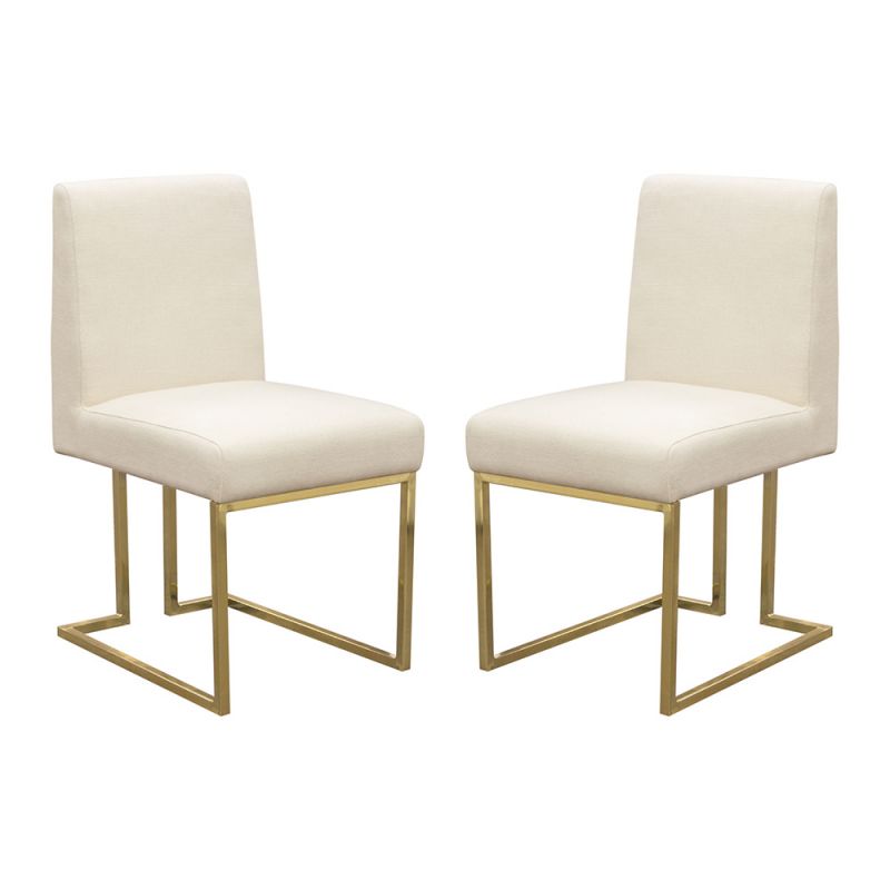 Diamond Sofa -  Skyline Dining Chairs in Cream Fabric w/ Polished Gold Metal Frame (Set of 2) - SKYLINEDCCM2PK