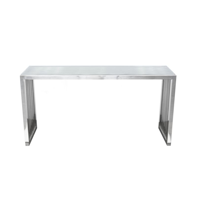 Diamond Sofa - SOHO Rectangular Stainless Steel Console Table with Clear, Tempered Glass Top - SOHOCSST