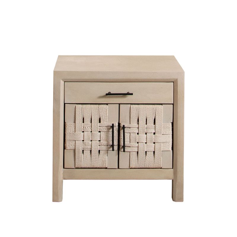 Diamond Sofa - Palm Solid Mango Wood 2-Door, 1-Drawer End Table in Natural Finish w/ Woven Rope Door Fronts - PALMETNA