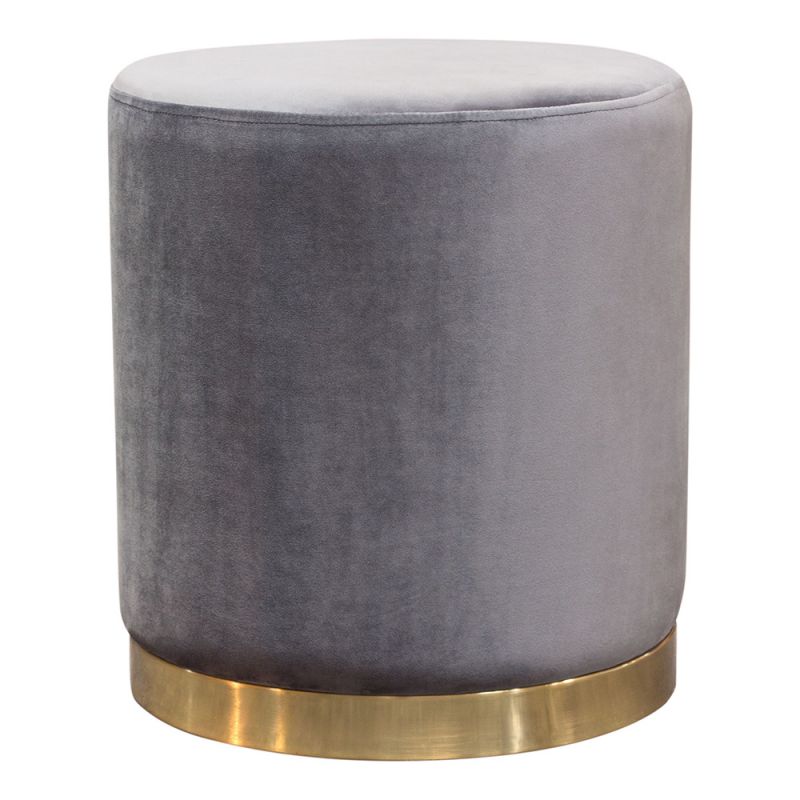 Diamond Sofa - Sorbet Round Accent Ottoman in Grey Velvet w/ Silver Metal Band Accent - SORBET2OTGR