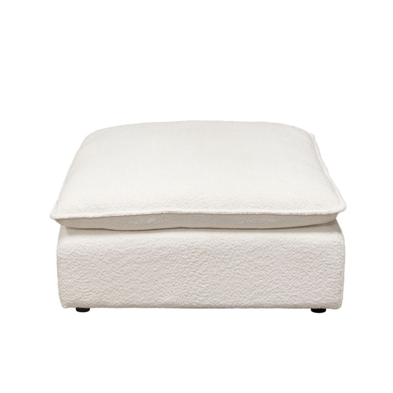 Diamond Sofa - Ivy Square Ottoman in White Faux Shearling w/ Feather Down Seating - IVYOTWH