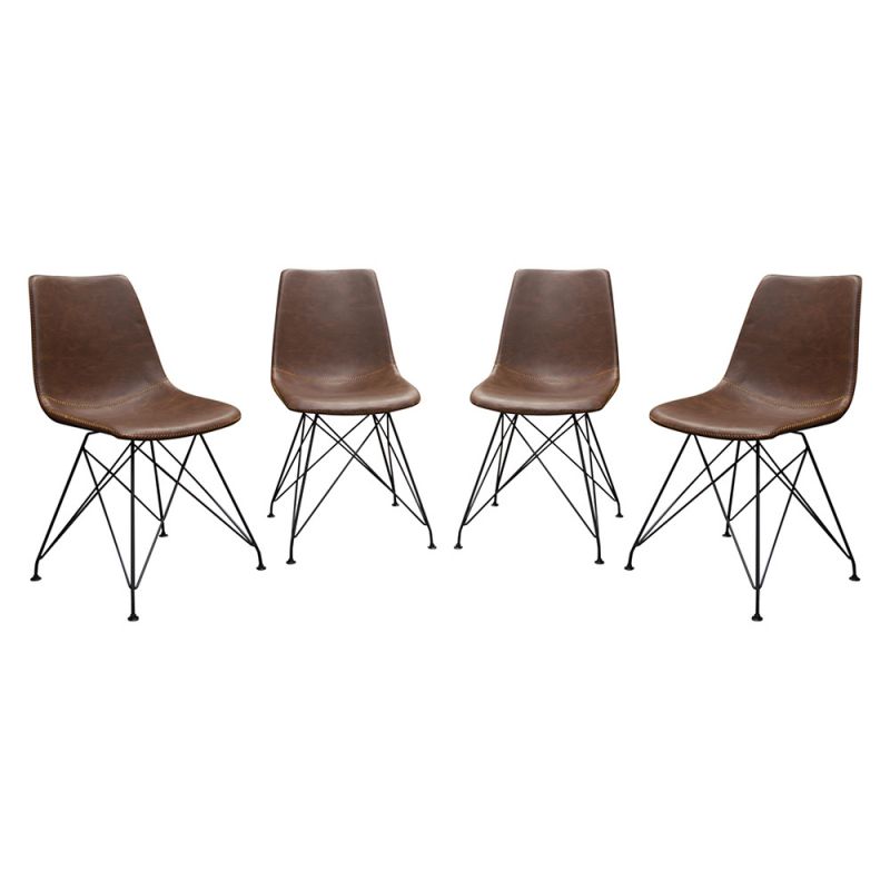 Diamond Sofa - Theo Dining Chairs in Chocolate Leatherette w/ Black Metal Base (Set of 4) - THEODCCH4PK