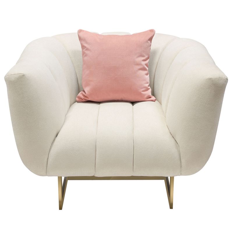 Diamond Sofa - Venus Cream Fabric Chair w/ Contrasting Pillows & Gold Finished Metal Base - VENUSCHCM