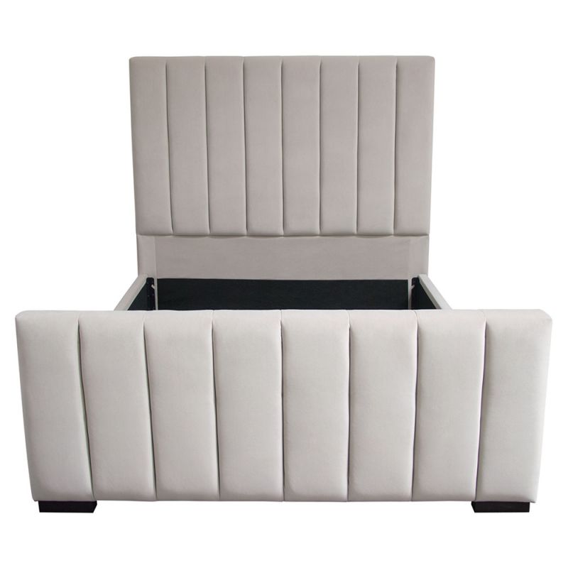 Diamond Sofa - Venus Vertical Channel Tufted Queen Bed in Light Grey Velvet - VENUSLGQUBED