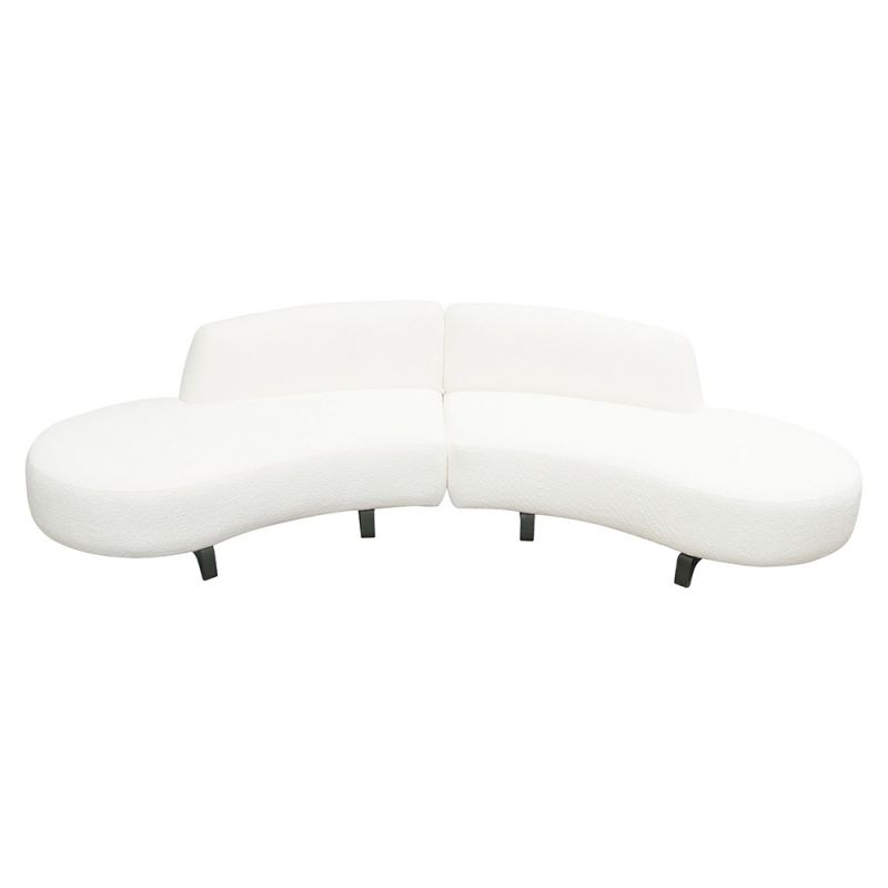 Diamond Sofa - Vesper 2PC Modular Curved Armless Chaise in Faux White Shearling w/ Black Wood Leg Base - VESPER2PCLCRCWH