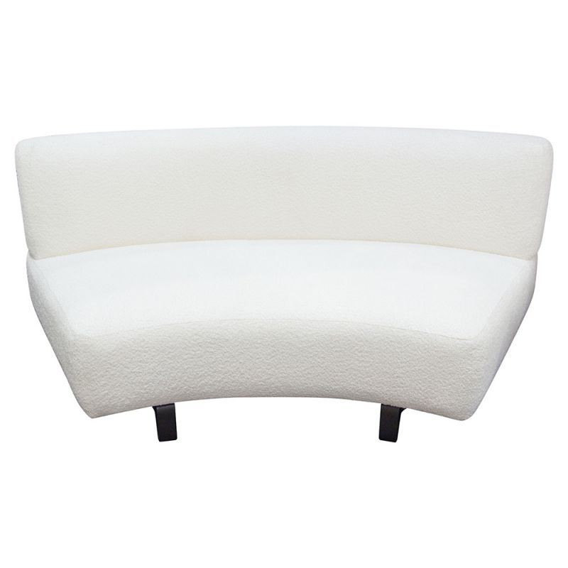 Diamond Sofa - Vesper Curved Armless Sofa in Faux White Shearling w/ Black Wood Leg Base - VESPERASWH