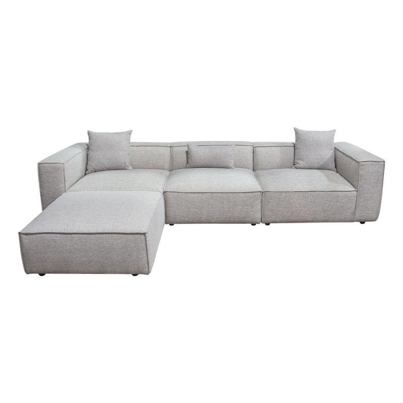 Diamond Sofa - Vice 4PC Modular Sectional in Barley Fabric with Ottoman - VICE4PCBA