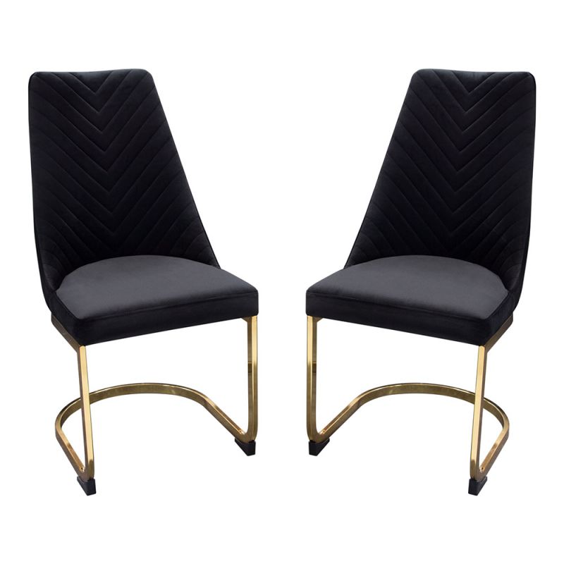 Diamond Sofa - Vogue Dining Chairs in Black Velvet with Polished Gold Metal Base (Set of 2) - VOGUE2DCBL2PK