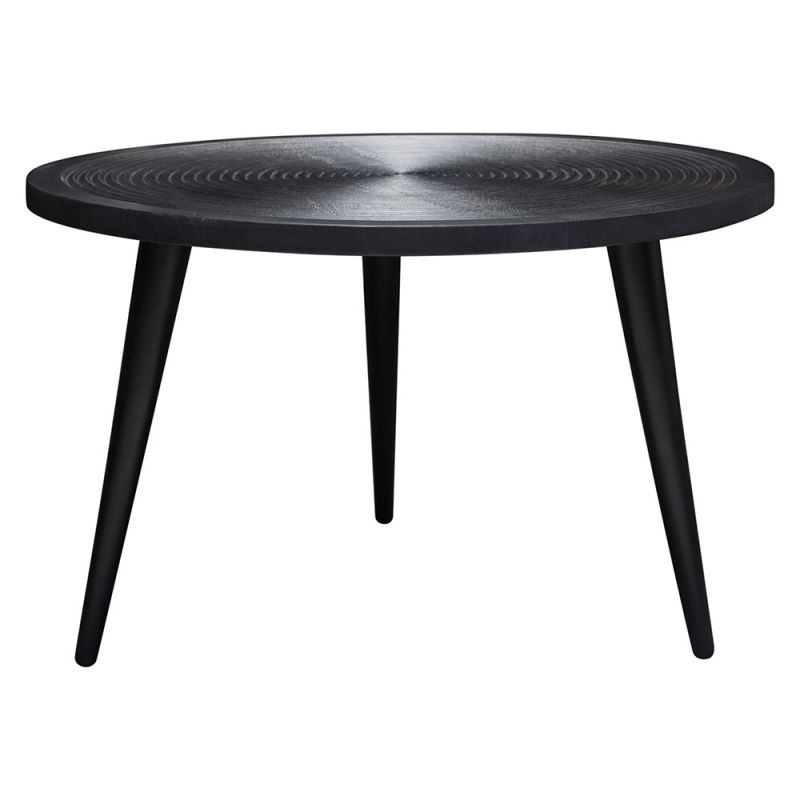 Diamond Sofa - Vortex Round Cocktail Table in Solid Mango Wood Top in Black Finish & Iron Legs - VORTEXCTBL