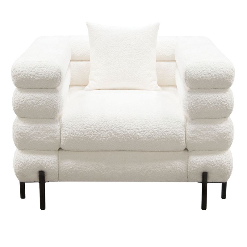 Diamond Sofa - Vox Chair in Faux White Shearling w/ Black Powder Metal Legs - VOXCHWH