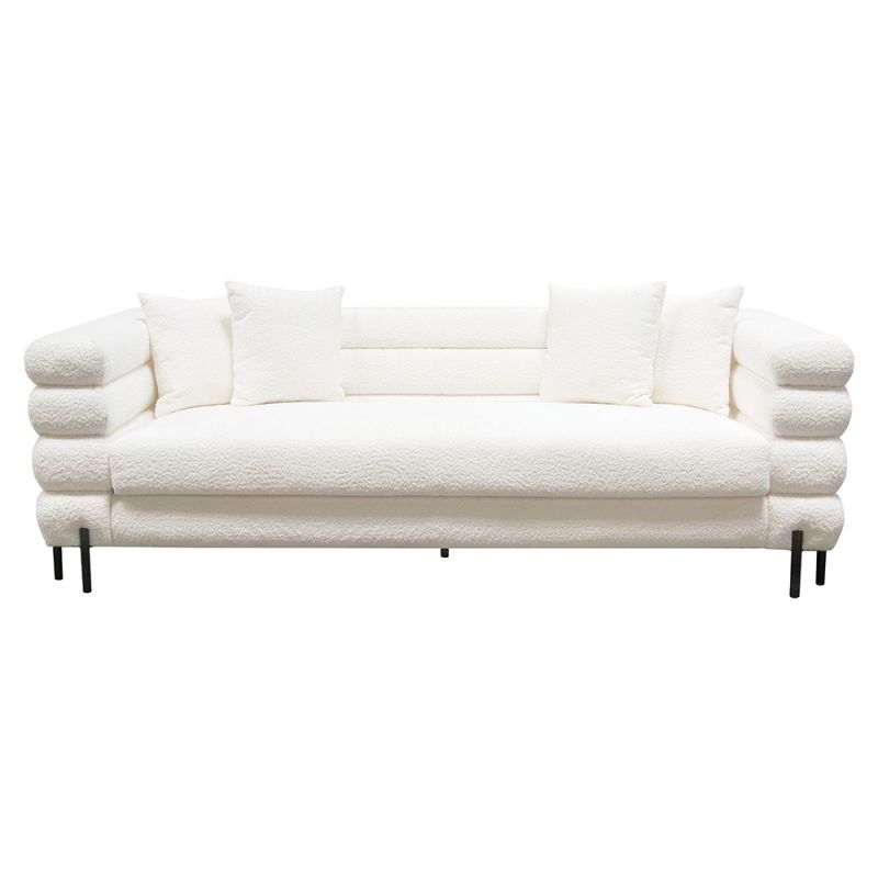 Diamond Sofa - Vox Sofa in Faux White Shearling w/ Black Powder Metal Legs - VOXSOWH