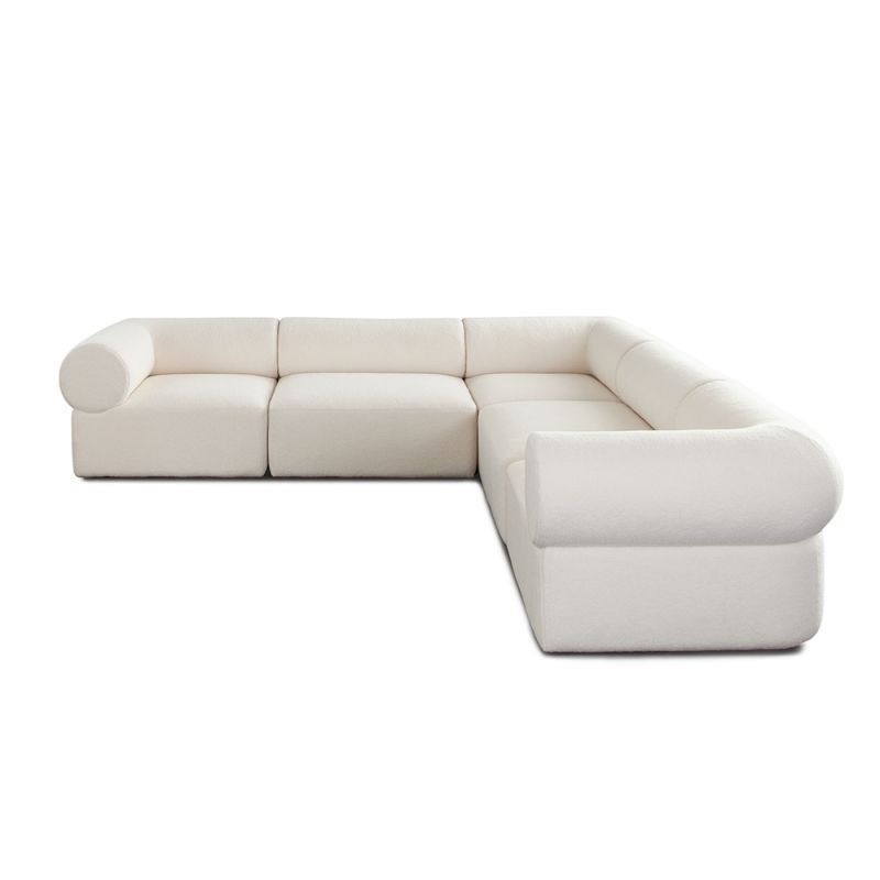 Diamond Sofa - Zia 5PC Corner Sectional in Ivory Sherpa Fabric - ZIA3SC2ACIV