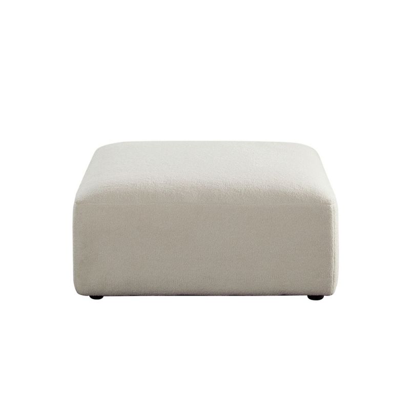 Diamond Sofa - Zia Ottoman in Ivory Sherpa Fabric - ZIAOTIV