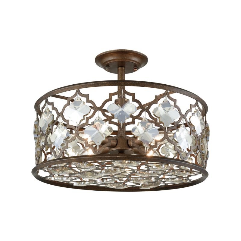 ELK Lighting - Armand 4 Light Semi Flush In Weathered Bronze With Champagne Plated Crystal - 31092/4