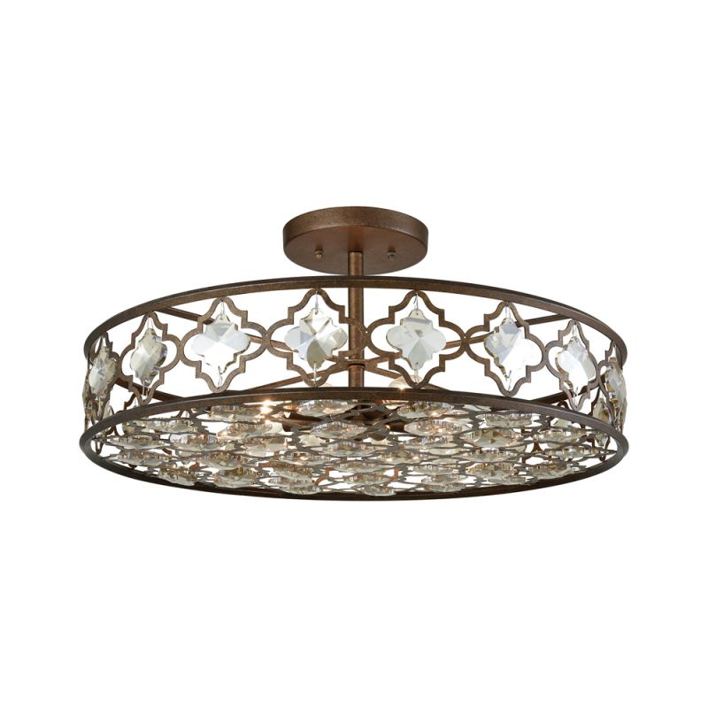 ELK Lighting - Armand 8 Light Semi Flush In Weathered Bronze With Champagne Plated Crystal - 31093/8