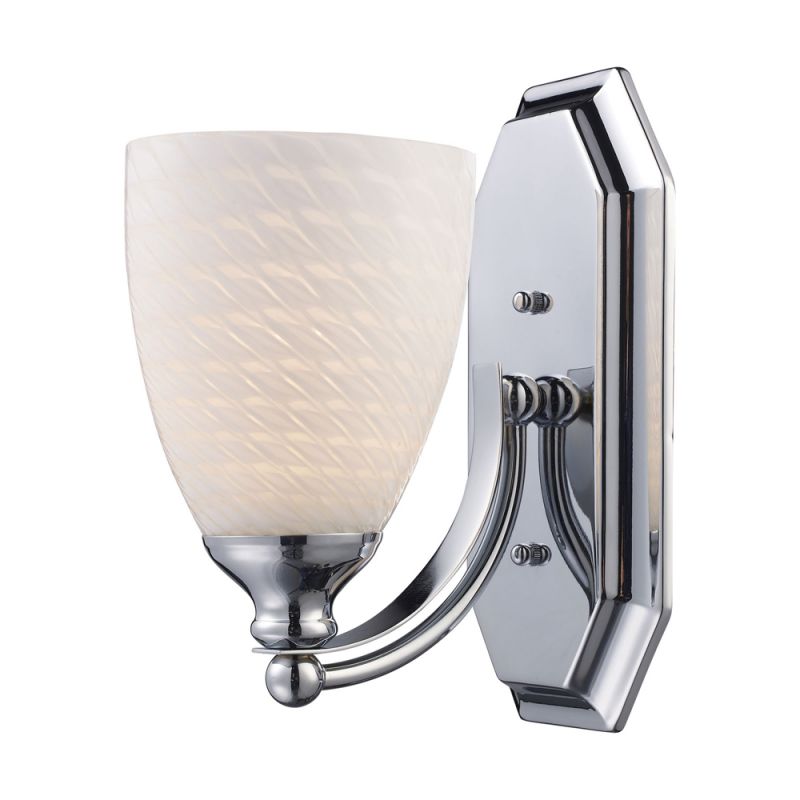 ELK Lighting - Bath And Spa 1 Light Vanity In Polished Chrome And White Swirl Glass - 570-1C-WS