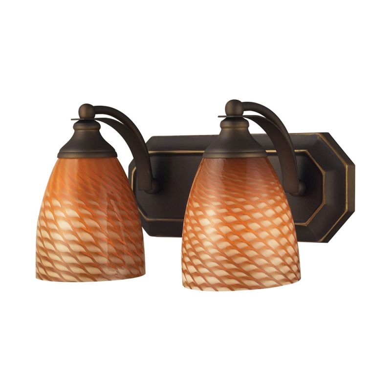 ELK Lighting - Bath And Spa 2 Light Vanity In Aged Bronze And Cocoa Glass - 570-2B-C