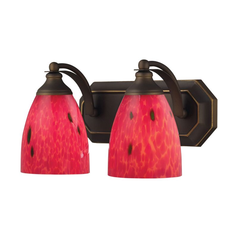 ELK Lighting - Bath And Spa 2 Light Vanity In Aged Bronze And Fire Red Glass - 570-2B-FR