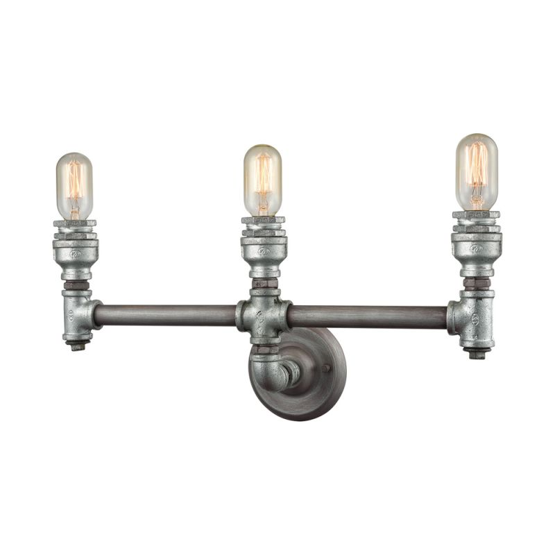 ELK Lighting - Cast Iron Pipe 3 Light Vanity In Weathered Zinc - 10684/3