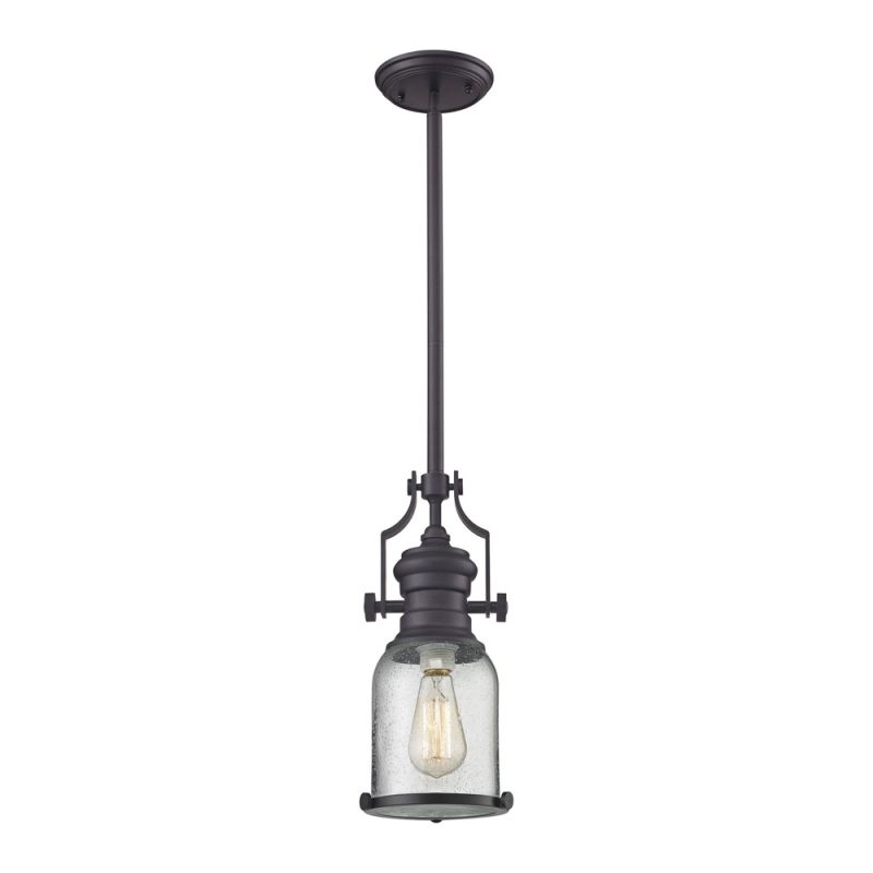 ELK Lighting - Chadwick 1 Light Pendant In Oil Rubbed Bronze And Seeded Glass - 67722-1