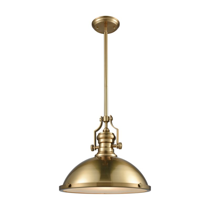 ELK Lighting - Chadwick 1 Light Pendant In Satin Brass With Frosted Glass Diffuser - 66598-1