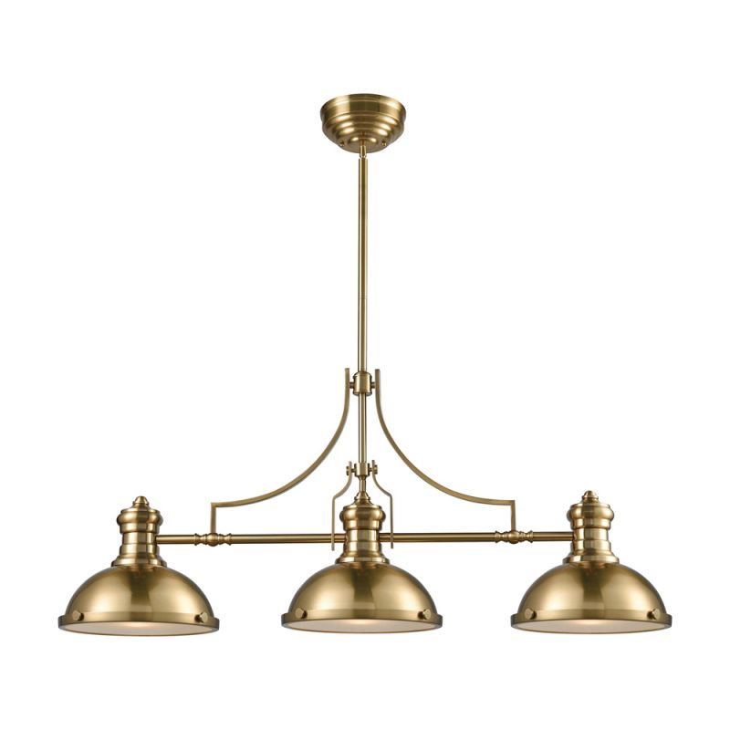 ELK Lighting - Chadwick 3 Light Island In Satin Brass With Frosted Glass Diffusers - 66595-3