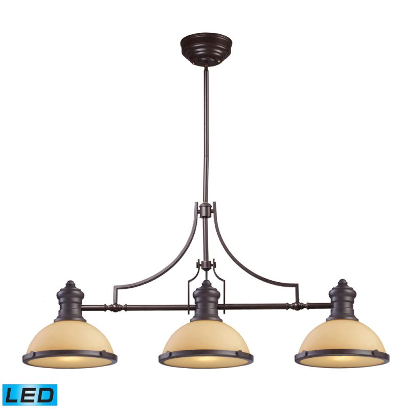 ELK Lighting - Chadwick 3 Light LED Billiard In Oiled Bronze And Amber Glass - 66235-3-LED