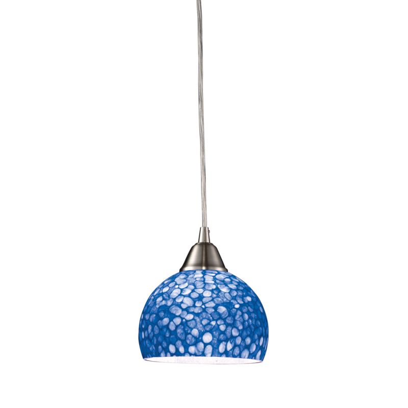 ELK Lighting - Cira 1 Light LED Pendant In Satin Nickel With Pebbled Blue Glass - 10143/1PB-LED