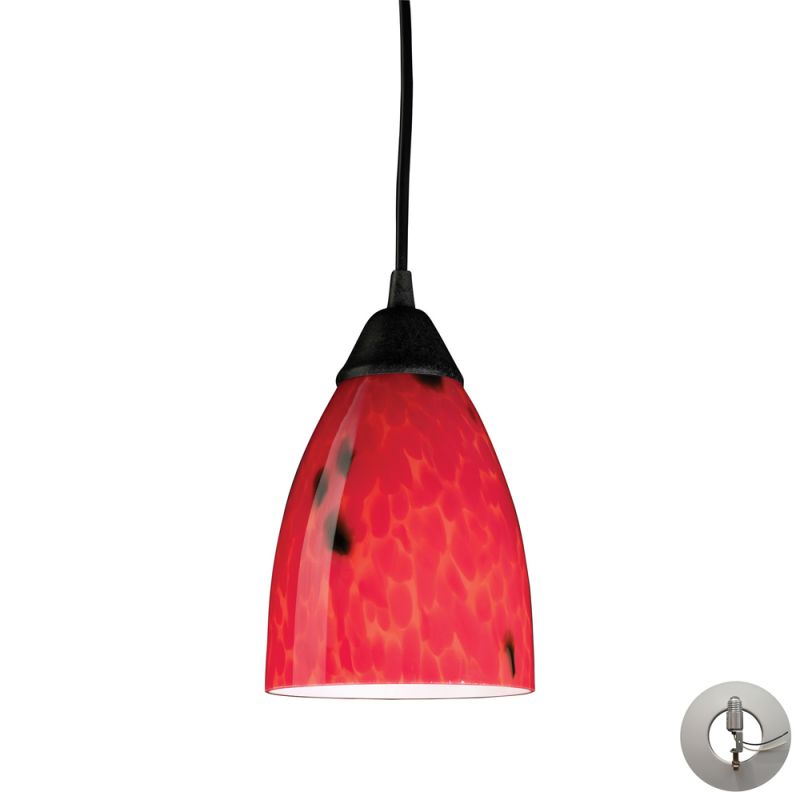 ELK Lighting - Classico 1 Light Pendant In Dark Rust And Fire Red Glass - Includes Recessed Lighting Kit - 406-1FR-LA