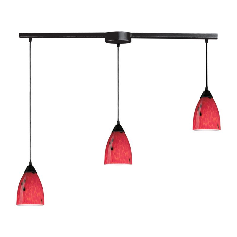 ELK Lighting - Classico 3 Light Pendant In Dark Rust And Fire Red Glass - 406-3L-FR