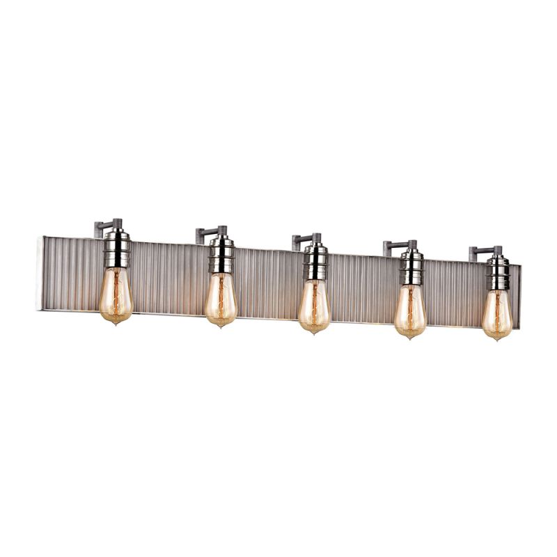 ELK Lighting - Corrugated Steel 5 Light Vanity In Weathered Zinc And Polished Nickel - 15924/5