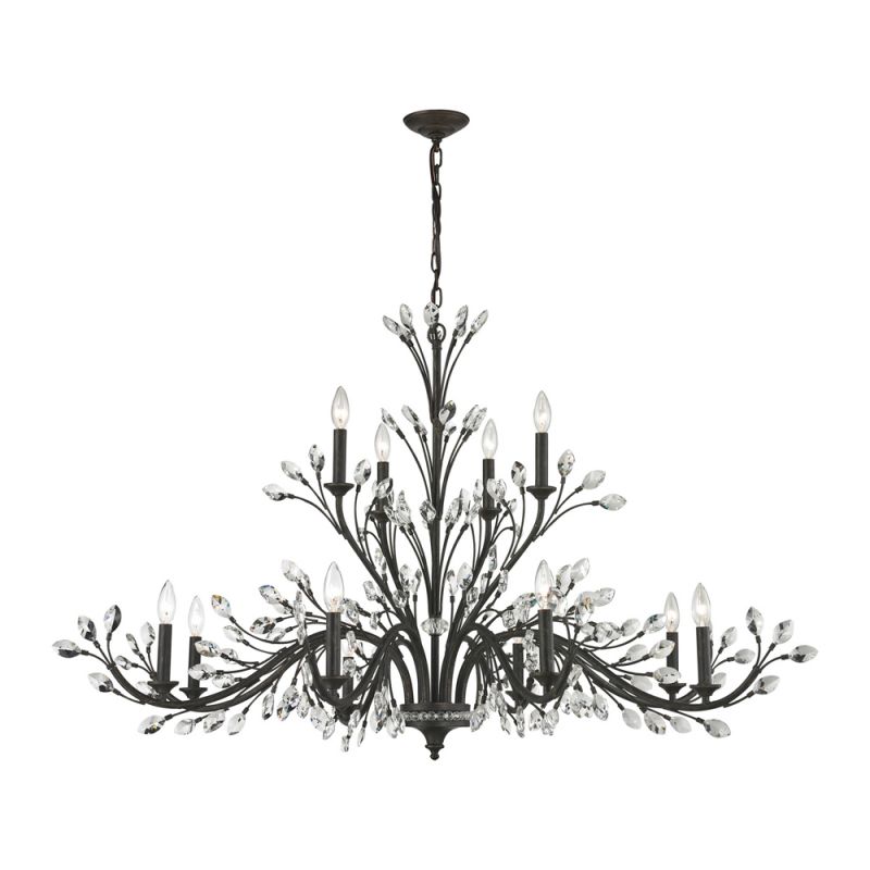 ELK Lighting - Crystal Branches 12 Light Chandelier In Burnt Bronze - 11777/8+4