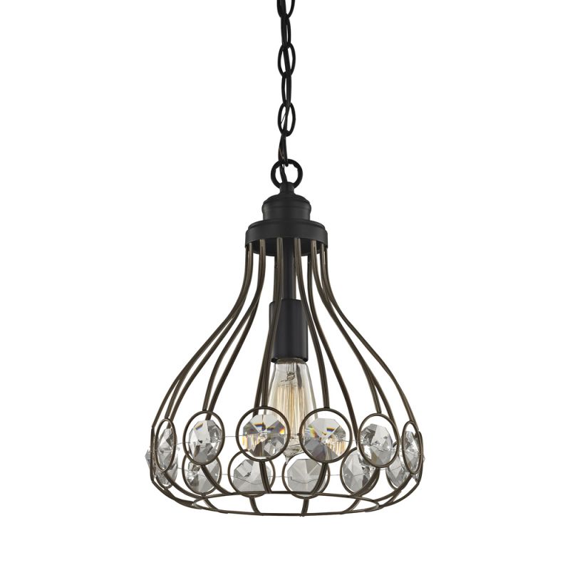 ELK Lighting - Crystal Web 1 Light Penant In Bronze Gold And Matte Black With Clear Crystal - 81105/1