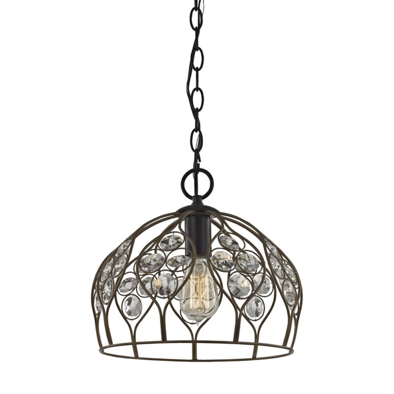 ELK Lighting - Crystal Web 1 Light Penant In Bronze Gold And Matte Black With Clear Crystal - 81106/1